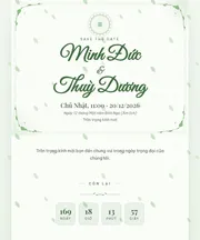 Mẫu thiệp cưới Xanh Lá